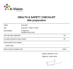 Health & Safety PDF report